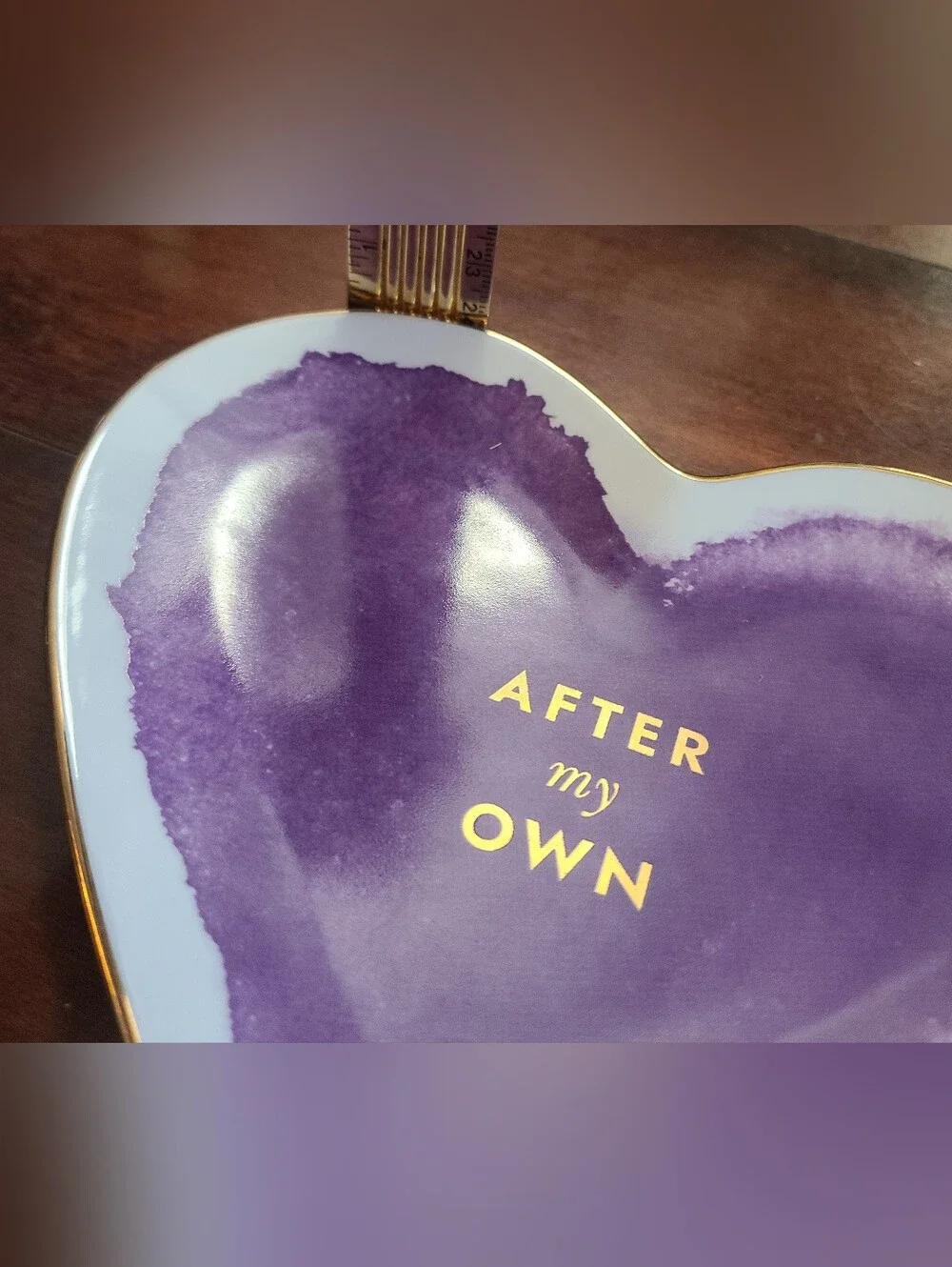 Kate Spade Lennox After my Own Heart Trinket NY Posy Court Dish Gold Trim Purple
